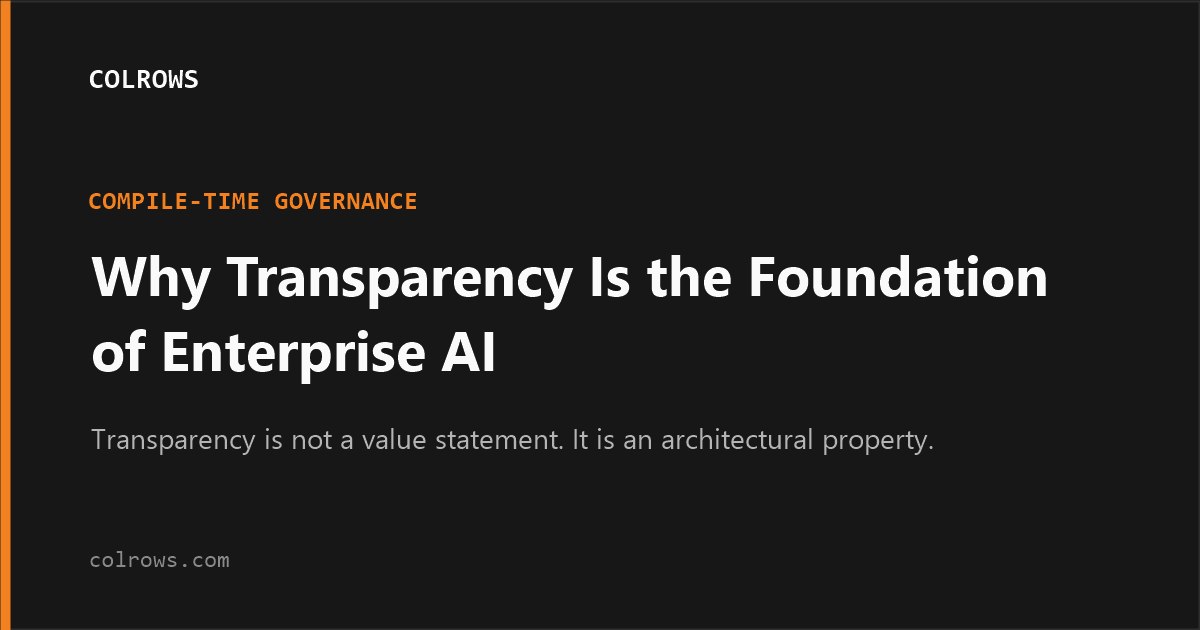 Transparency In Engineering Transparency in Enterprise AI: Compile-Time Governance