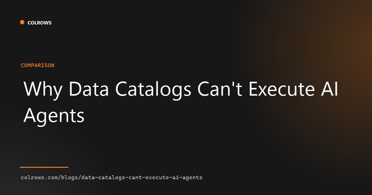 Why data catalogs (Alation, Atlan, Collibra) cannot execute AI agents deterministically.