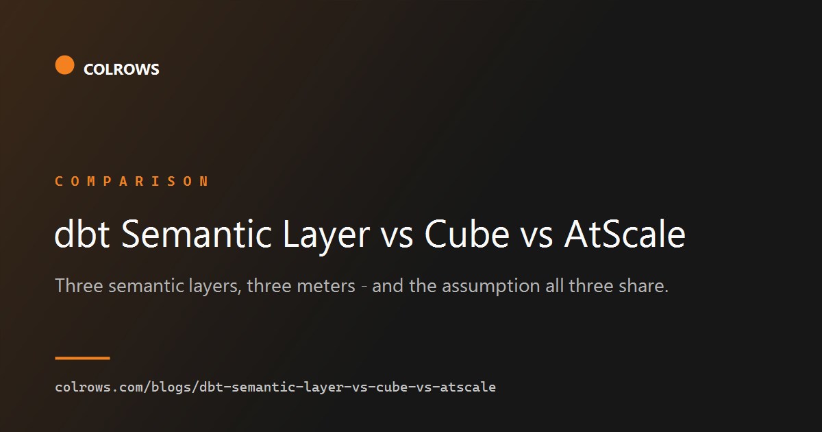 dbt Semantic Layer vs Cube vs AtScale - Colrows